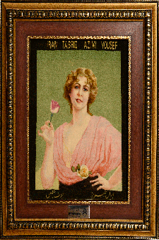 Woman holding a flower branch      