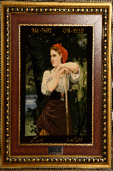 Woman holding a wooden cane      
