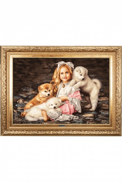 The daughter of three puppies	