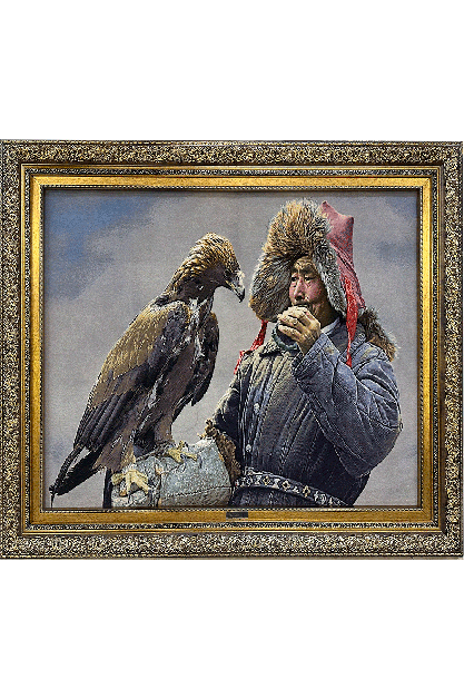 Cossack hunters with eagles