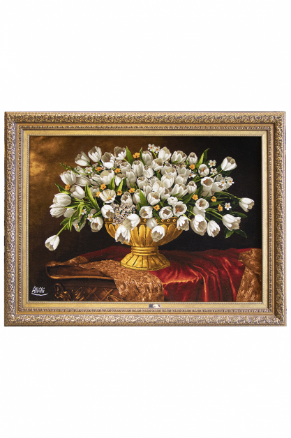 White tulip flower basket