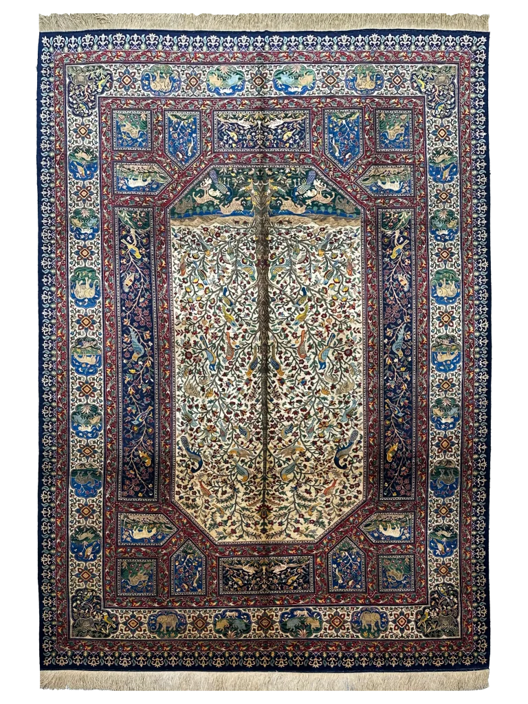 ۶ متری تمام ابریشم سرخس درختی کرم سرمه ای