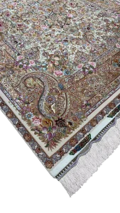 بافت حاشیه ابریشم اعلا فرش قالیچه ۳ متری تبریز کد ۶۰۸۰۷ عظیم زاده