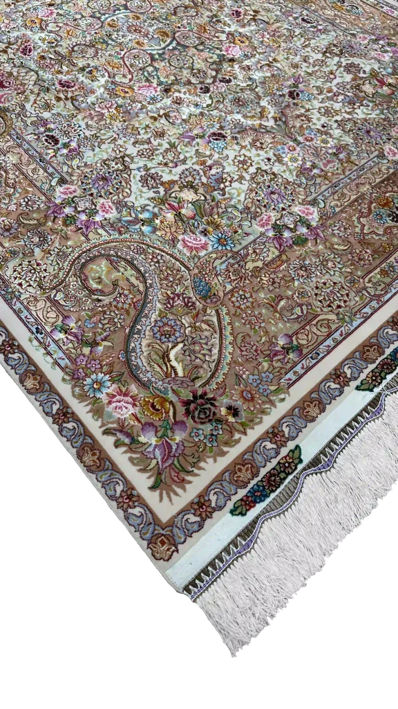 بافت حاشیه ابریشم اعلا فرش قالیچه ۳ متری تبریز کد ۶۰۸۰۷ عظیم زاده