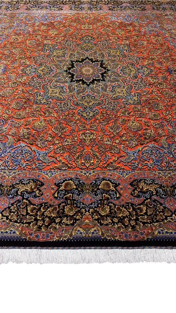 جزئیات بافت و ابریشم پرتغالی قهوه ای قم کد ۵۹۹۹۷