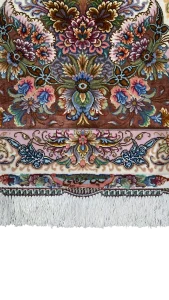بافت کف ابریشم فرش جفت ۳ متری تبریز کد ۶۰۸۰۹ ۶۰۸۱۰ عظیم زاده
