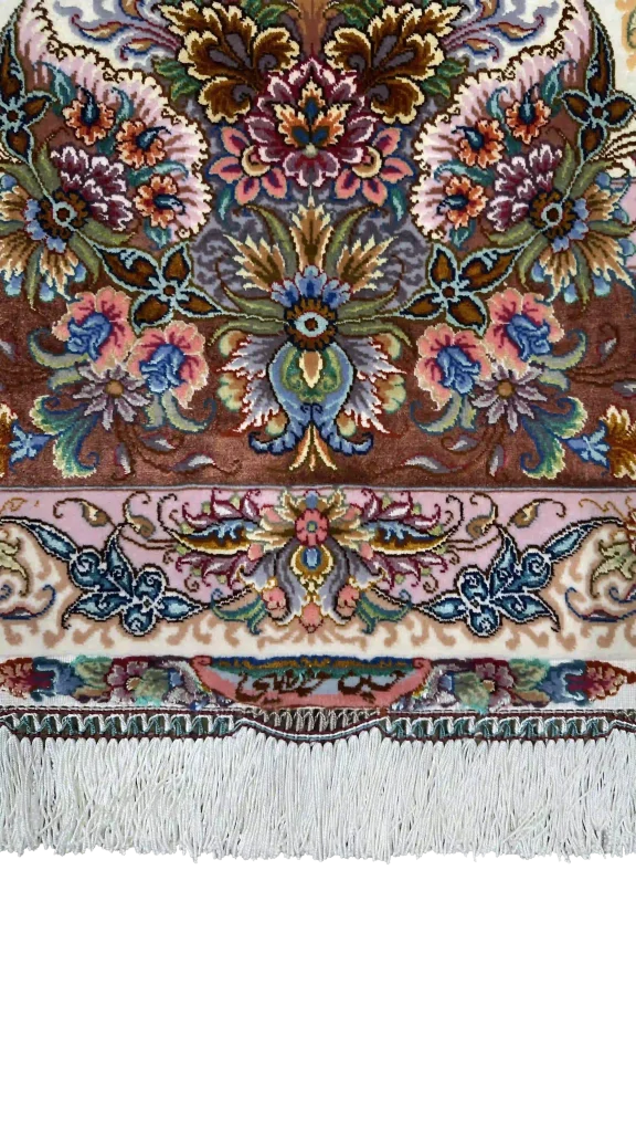 بافت کف ابریشم فرش جفت ۳ متری تبریز کد ۶۰۸۰۹ ۶۰۸۱۰ عظیم زاده