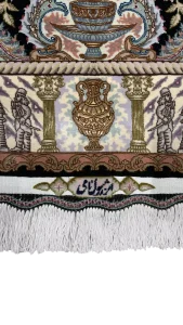 بافت چله ابریشم اعلا فرش جفت ذرع و نیم تبریز کد ۶۰۸۱۳ ۶۰۸۱۴ عظیم زاده