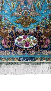 بافت تمام ابریشم قالیچه ۳ متری تبریز کد ۶۰۸۱۸ عظیم زاده