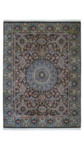 فرش کاشی زاده مشکی آبی