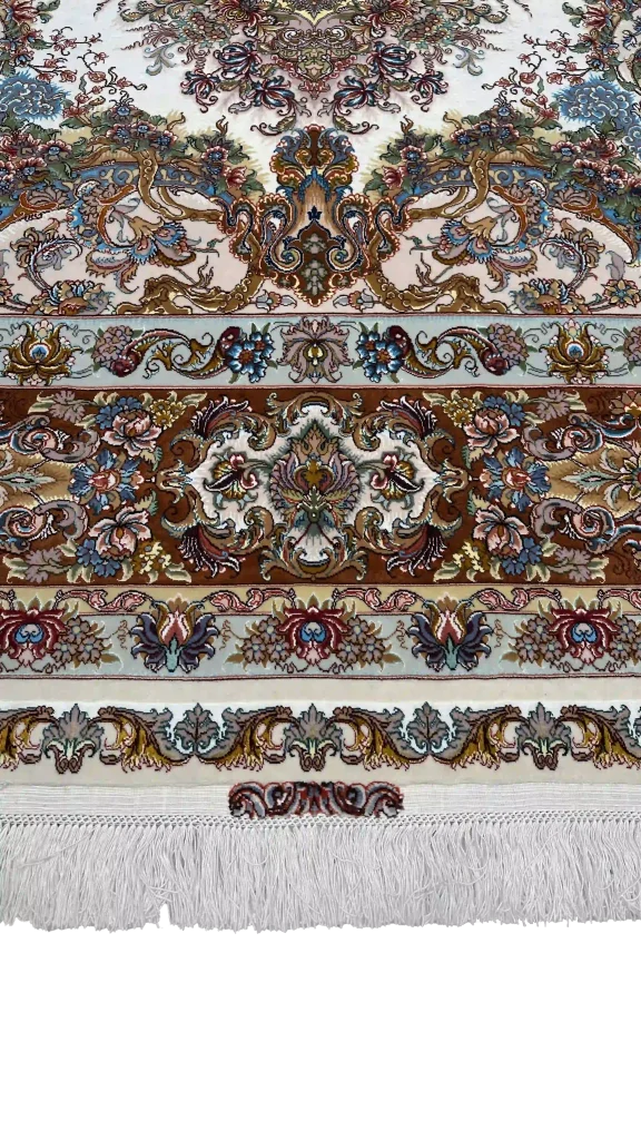 جزئیات فرش ۱۲ متری دستبافت دو کف ابریشم موج مهر