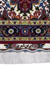 حاشیه و کیفیت بافت فرش ذرع چارک دستبافت گل ابریشم ۶۰۸۶۲