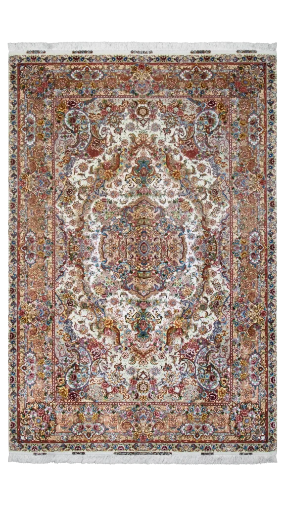 فرش ۶ متری چله گل و حاشیه ابریشم نقشه سالاری