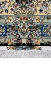 ترنج و حاشیه ابریشمی فرش خطیبی تبریز کد ۶۰۹۳۴ عظیم زاده
