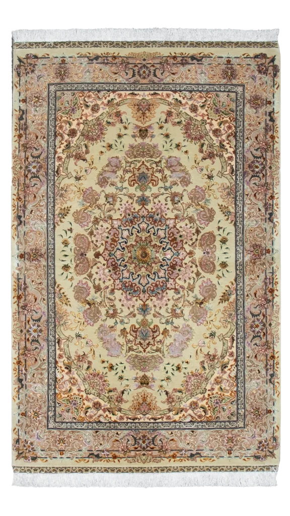 فرش ذرع و نیم ابریشم اعلا نقشه شیرفر کد ۶۲۶۴۸ عظیم زاده