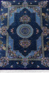 نمای کامل فرش تمام ابریشم گل ریز