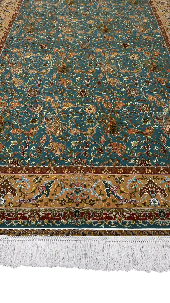 جزئیات بافت و نقشه شیرفر(افشان) سبز- طلایی ۶۲۹۵۴