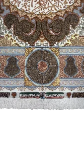 بافت چله و گل ابریشم تابلوفرش ۶.۵ متری تبریز کد ۴۱۵۶۹ عظیم زاده