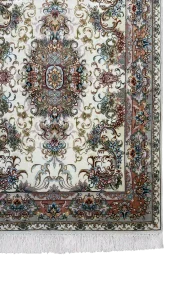 بافت حاشیه و چله ابریشم جفت فرش کناره ۵ متری تبریز کد ۶۰۹۶۹-۶۰۹۷۰ عظیم زاده