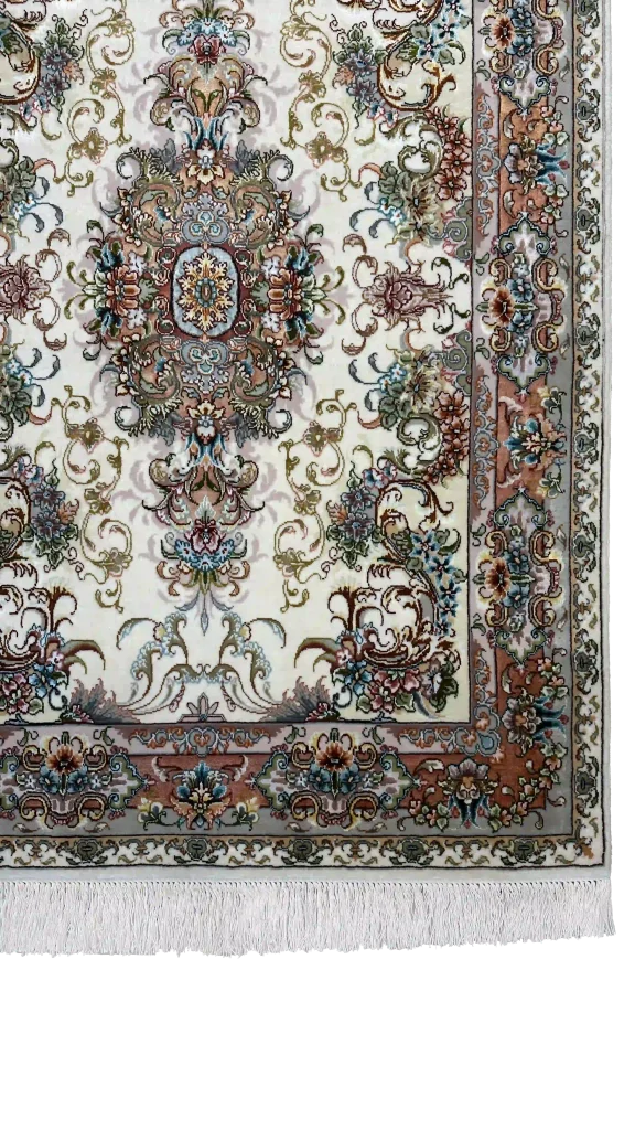 بافت حاشیه و چله ابریشم جفت فرش کناره ۵ متری تبریز کد ۶۰۹۶۹-۶۰۹۷۰ عظیم زاده
