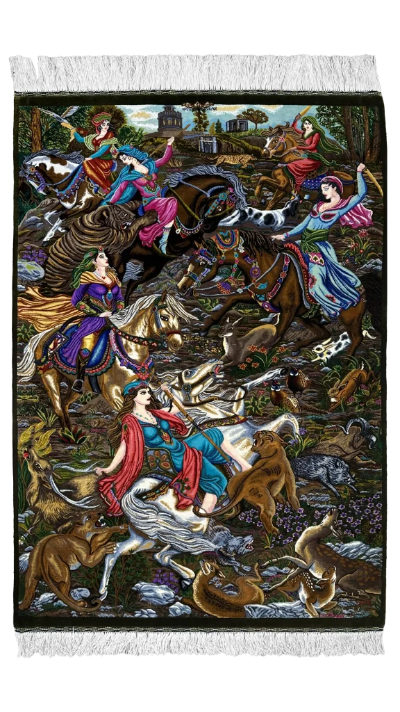 فرش کاشی زاده شکارگاه سبز
