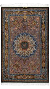 فرش قالیچه ۳ متری تمام ابریشم قم