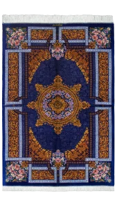 فرش موسوی آبی کاربنی