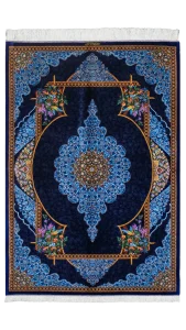 فرش ذرع و نیم موسوی آبی کاربنی