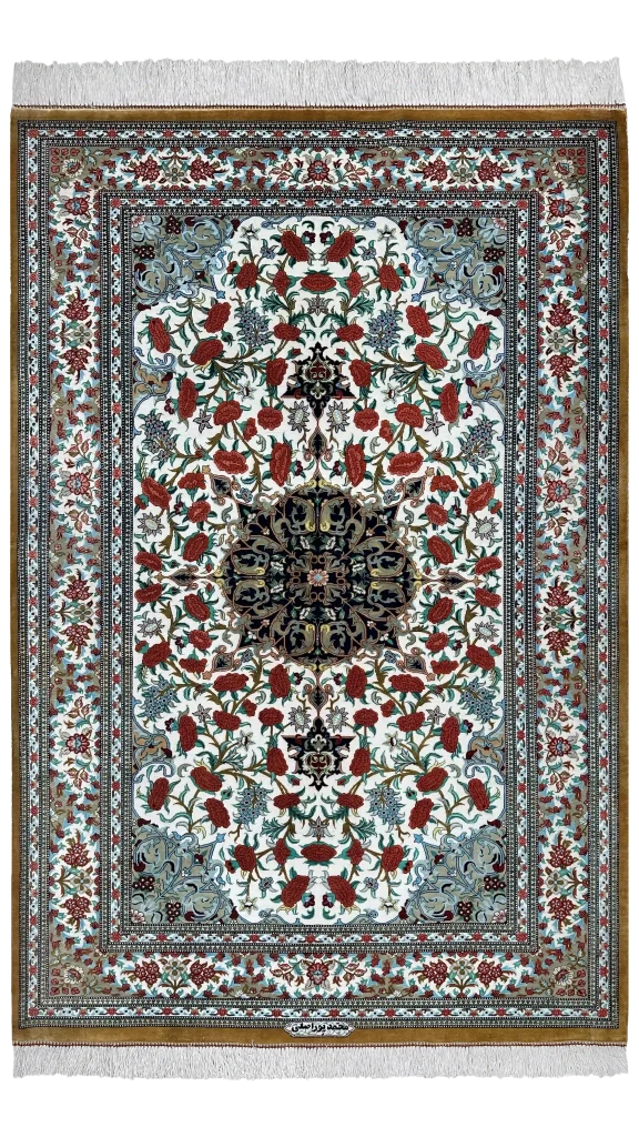 فرش ترنجی گل فرنگ کرم