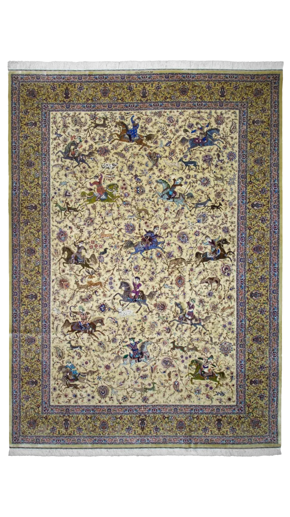 فرش شکارگاه کرم طلایی