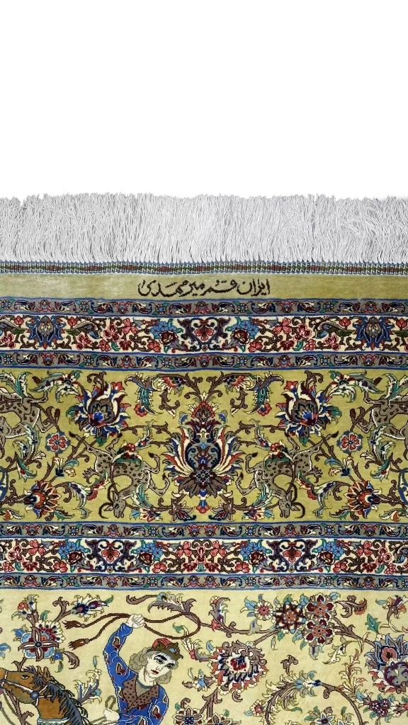 بافت تمام ابریشم فرش ۹ متری قم کد ۶۲۹۲۵ عظیم زاده