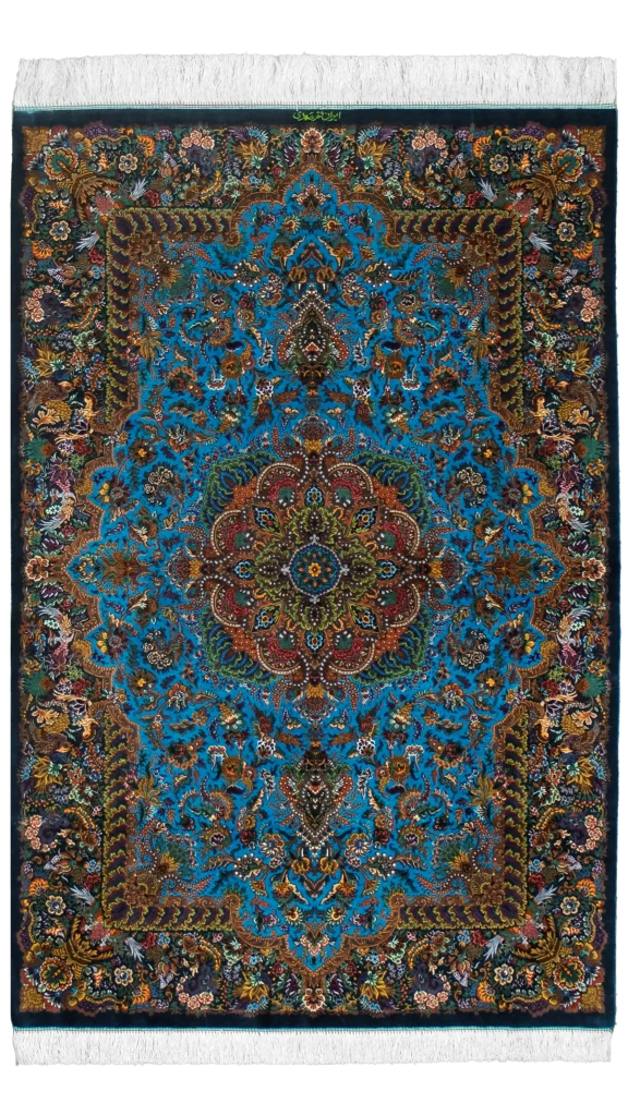 فرش صمدی آبی سبز