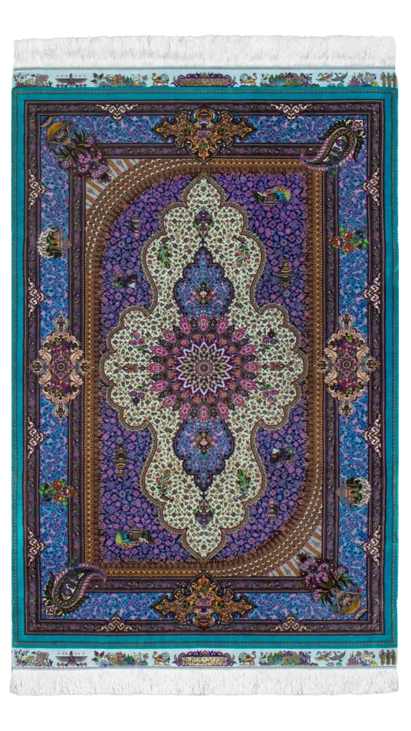 فرش ترنجی سبز آبی