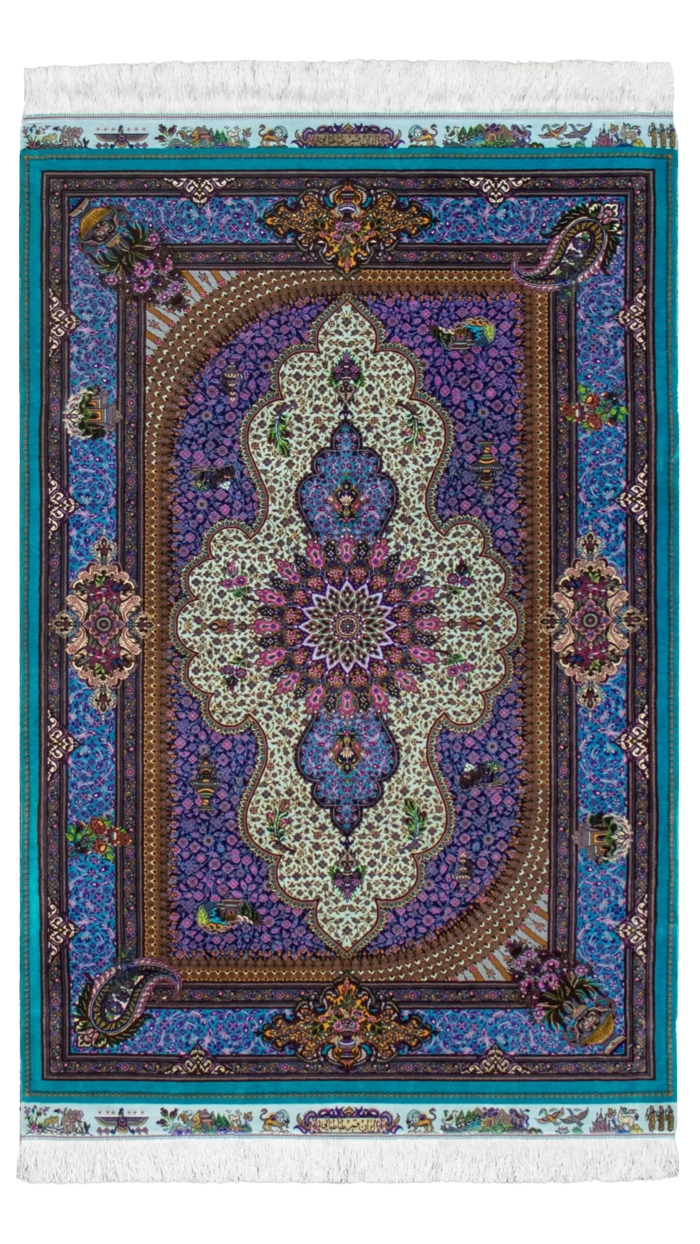 فرش ترنجی سبز آبی