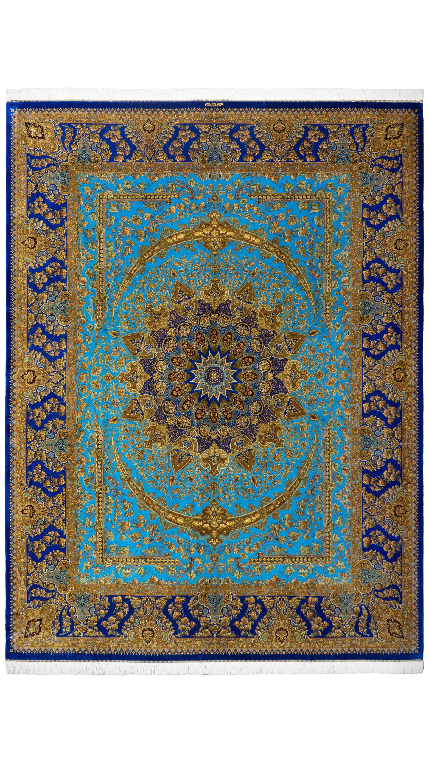 فرش ۱۲ متری کاشی زاده آبی طلایی