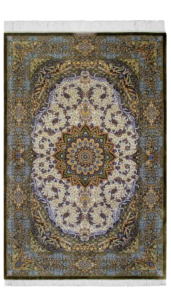 قالیچه ۳ متری تمام ابریشم قم