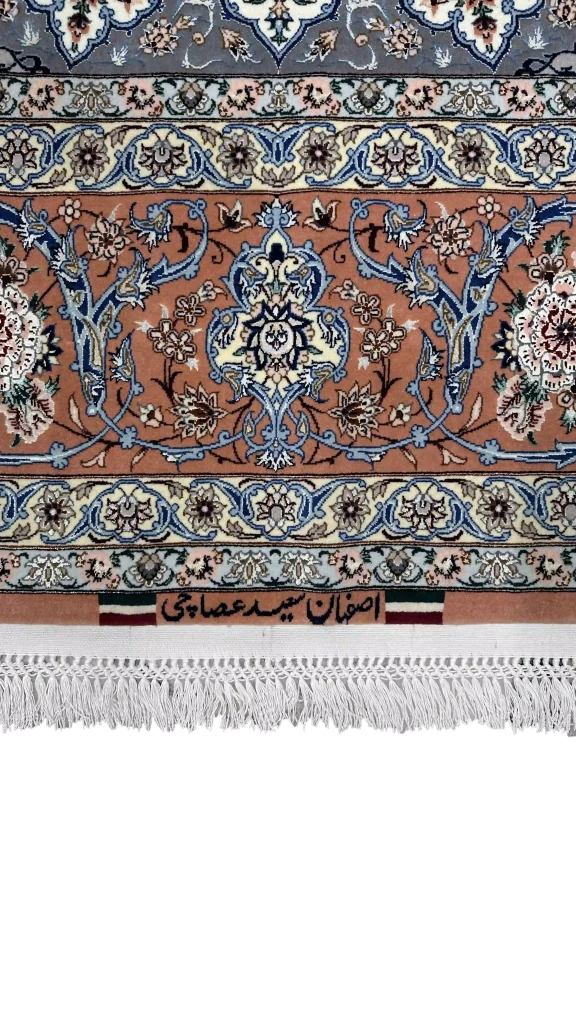 بافت گل ابریشم و رنگ کرم فرش ۶۳۱۲۳